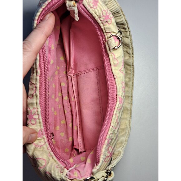 2000s Y2K Hello Kitty Pink & Cream Corduroy Hello Monogram Shoulder Bag Purse - Picture 10 of 15